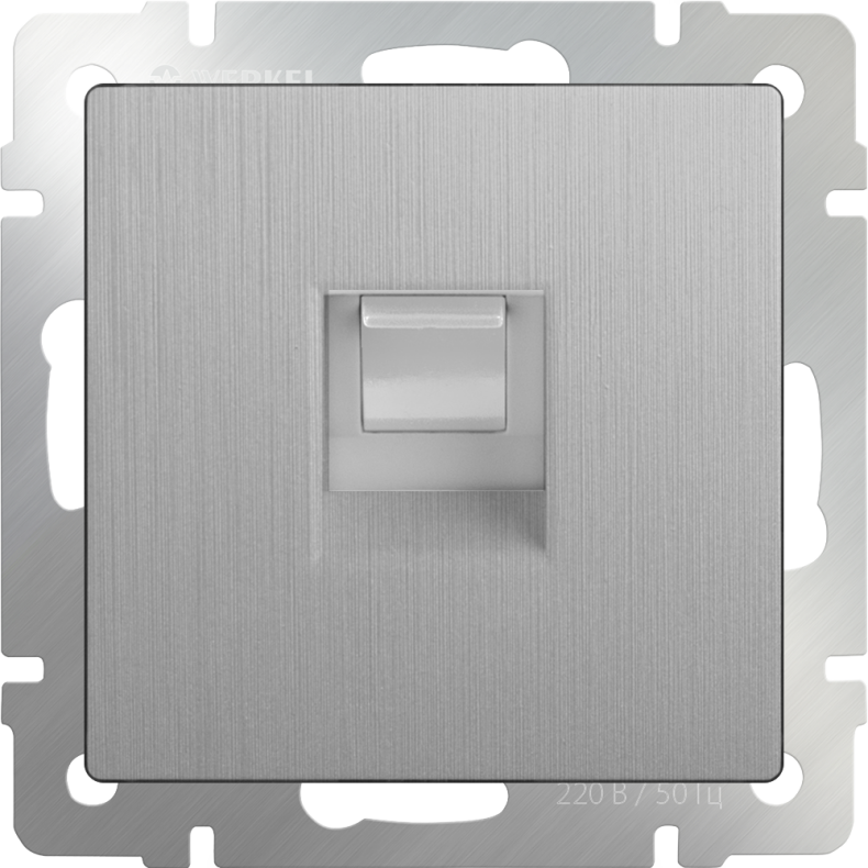 Розетка компьютерная RJ-45. Цвет Серебряный рифленый. Werkel (Веркель). Встраиваемые механизмы. WL09-RJ-45. a035647