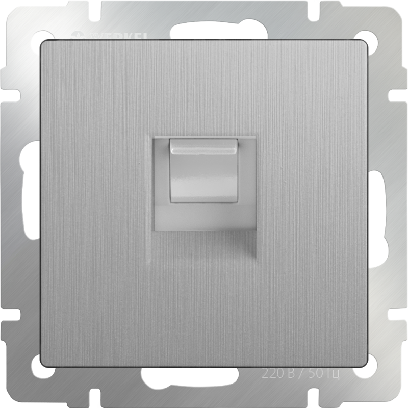 Розетка компьютерная RJ-45. Цвет Серебряный рифленый. Werkel (Веркель). Встраиваемые механизмы. WL09-RJ-45. a035647
