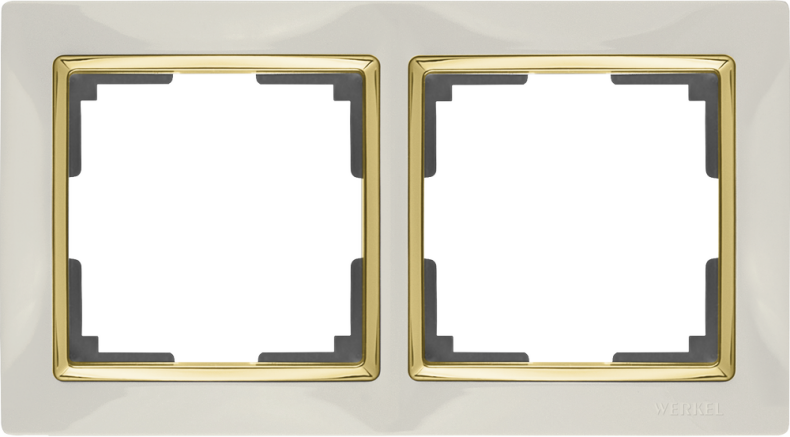 Рамка на 2 поста. Цвет Слоновая кость золото. Werkel (Веркель). Snabb. WL03-Frame-02-ivory-GD Слоновая кость золото. a035248