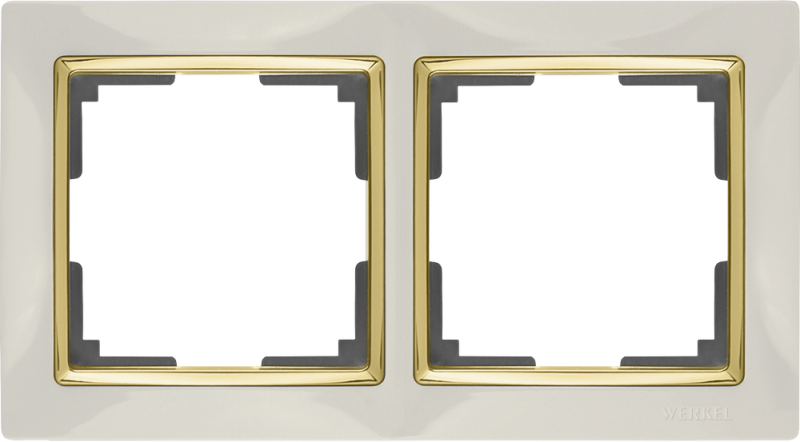 Рамка на 2 поста. Цвет Слоновая кость золото. Werkel (Веркель). Snabb. WL03-Frame-02-ivory-GD Слоновая кость золото. a035248