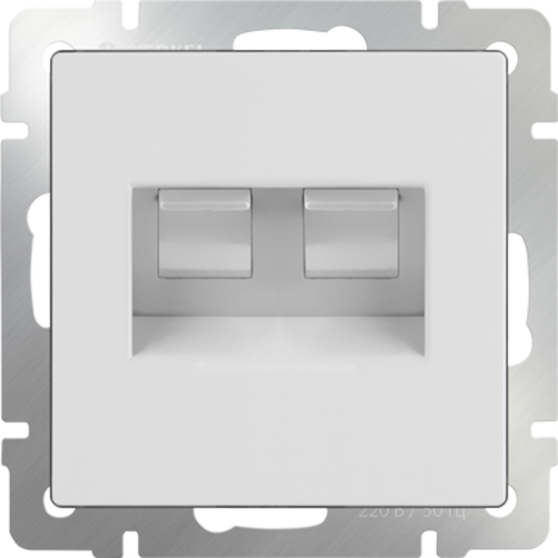 Розетка компьютерная, двойная RJ-45. Цвет Белый. Werkel (Веркель). Встраиваемые механизмы. WL01-RJ45+RJ45. a033759