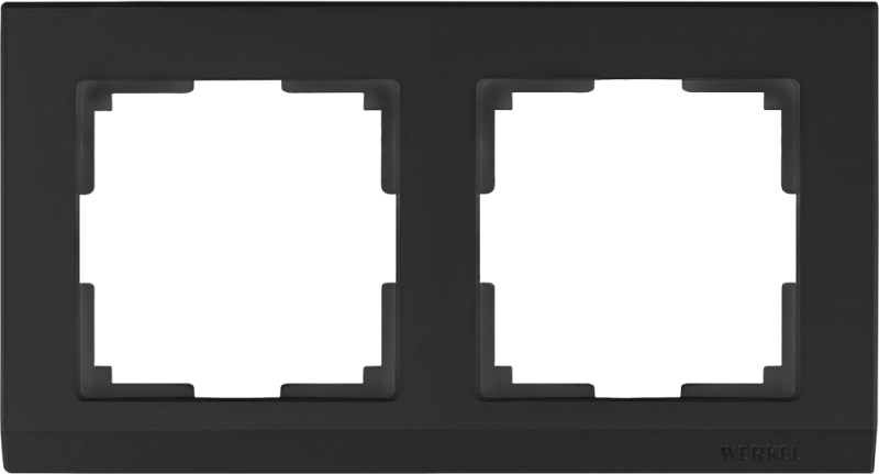 Рамка на 2 поста. Цвет Чёрный. Werkel (Веркель). Stark. WL04-Frame-02-black Чёрный. a029215