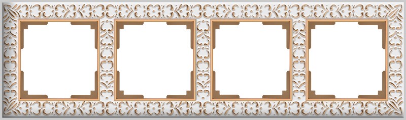 Рамка на 4 поста. Цвет Белое золото. Werkel (Веркель). Antik. WL07-Frame-04 Белое золото. a036751