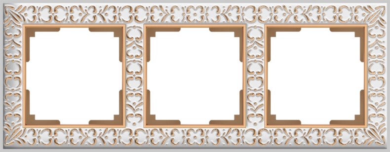 Рамка на 3 поста. Цвет Белое золото. Werkel (Веркель). Antik. WL07-Frame-03 Белое золото. a036750