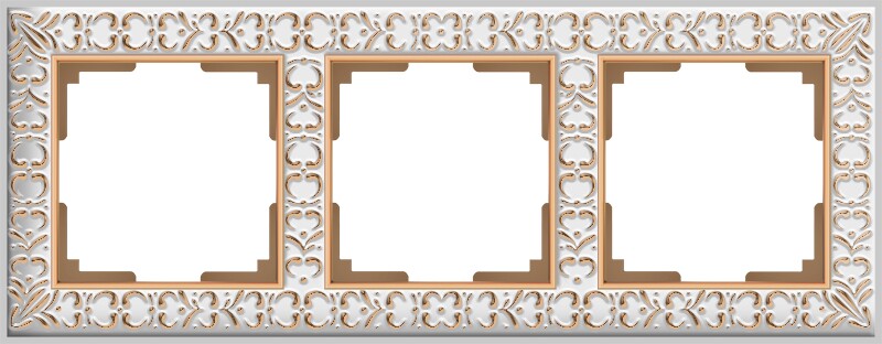 Рамка на 3 поста. Цвет Белое золото. Werkel (Веркель). Antik. WL07-Frame-03 Белое золото. a036750