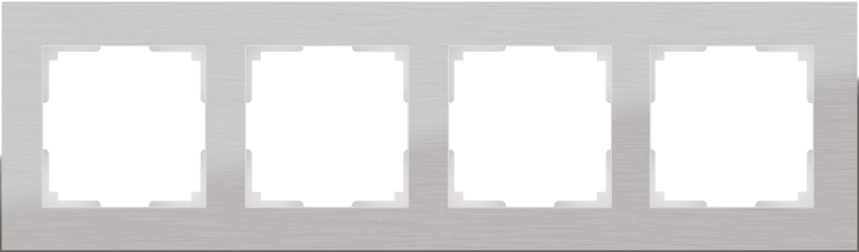 Рамка на 4 поста. Цвет Серебряный. Werkel (Веркель). Aluminium. WL11-Frame-04 Серебряный. a033742