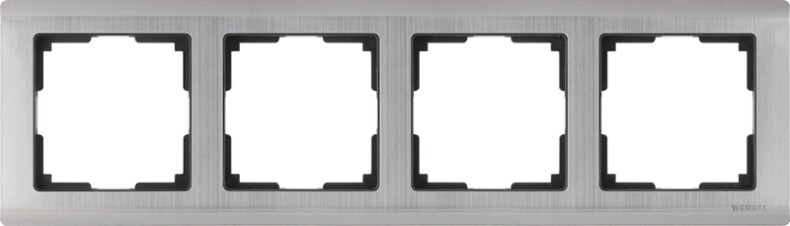 Рамка на 4 поста. Цвет Глянцевый никель. Werkel (Веркель). Metallic. WL02-Frame-04 Глянцевый никель. a028862