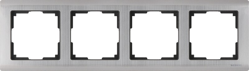 Рамка на 4 поста. Цвет Глянцевый никель. Werkel (Веркель). Metallic. WL02-Frame-04 Глянцевый никель. a028862