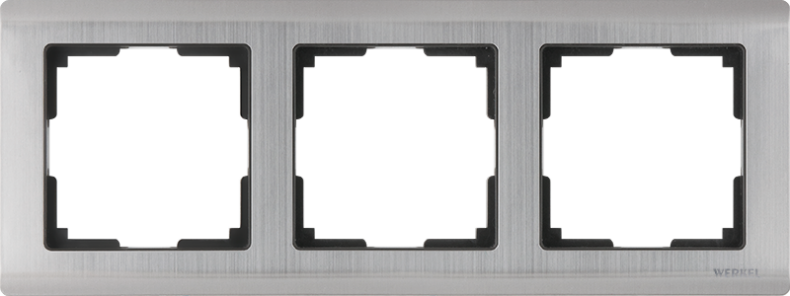 Рамка на 3 поста. Цвет Глянцевый никель. Werkel (Веркель). Metallic. WL02-Frame-03 Глянцевый никель. a028861