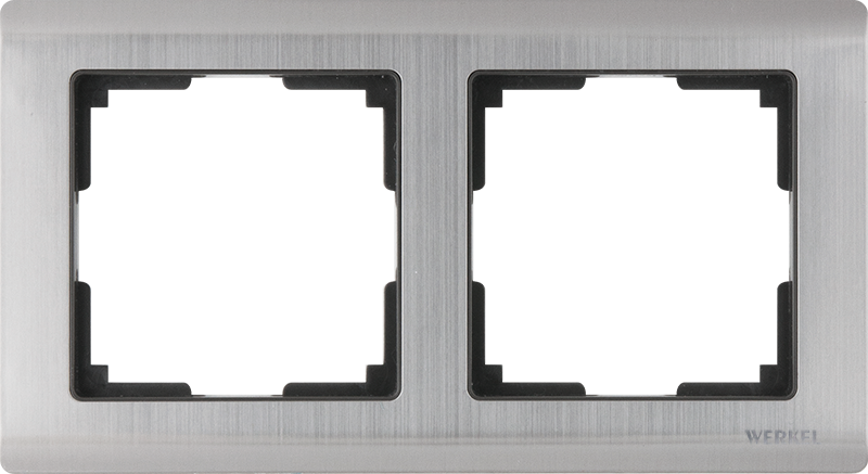 Рамка на 2 поста. Цвет Глянцевый никель. Werkel (Веркель). Metallic. WL02-Frame-02 Глянцевый никель. a028860