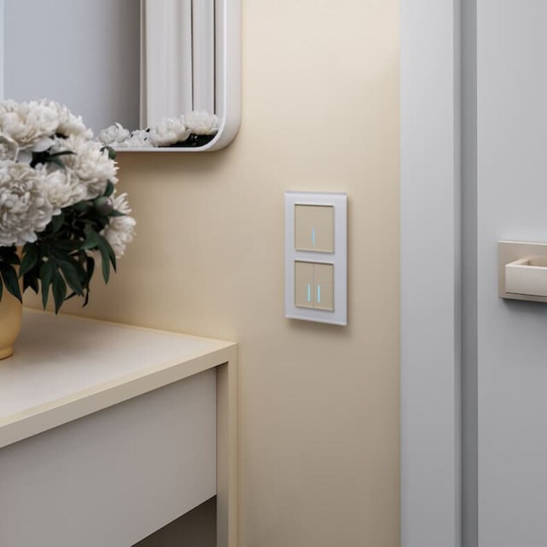 Умный выключатель сенсорный Soft-touch/Wi-Fi, двухклавишный с подсветкой. Цвет Шампань. Werkel(Веркель). Встраиваемые механизмы. W4520611 / a048329