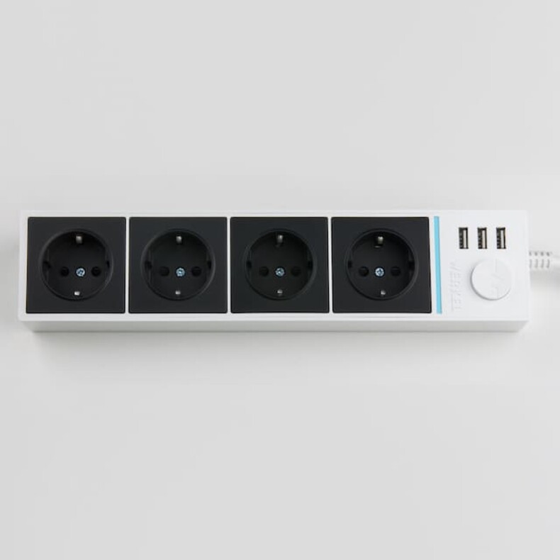 Розеточный блок 4-х местный с USB зарядкой тип А 4х2К+З/3хUSB провод 1,7 м. Цвет Бронза / чёрный. Werkel(Веркель). W6514939 / a041432
